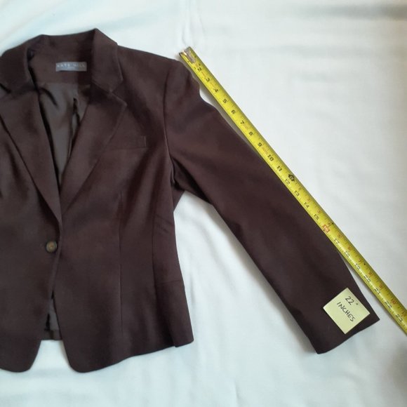 Kate Hill Chocolate Brown Faux Suede Blazer 6 Petite - Picture 8 of 8